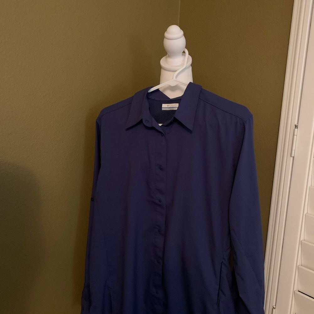 Columbia Blue Long Sleeve Notched Collar Shirt